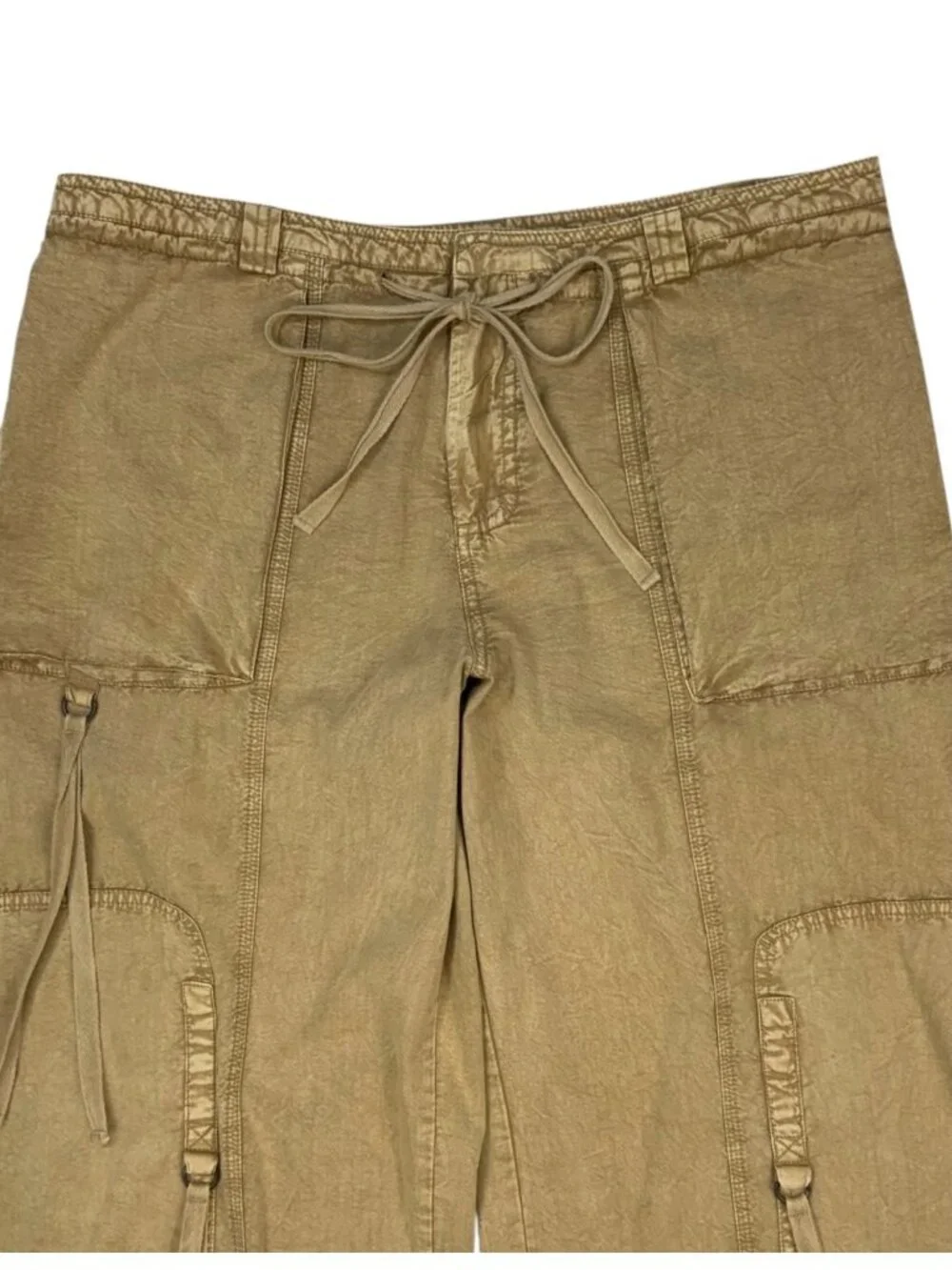 Free People One Step Ahead Parachute Pant XS Neutral Wide Leg Cargo OVERSIZED